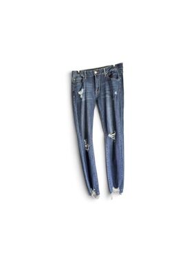 Ripped Skinny Jeans in Medium Blue Wash